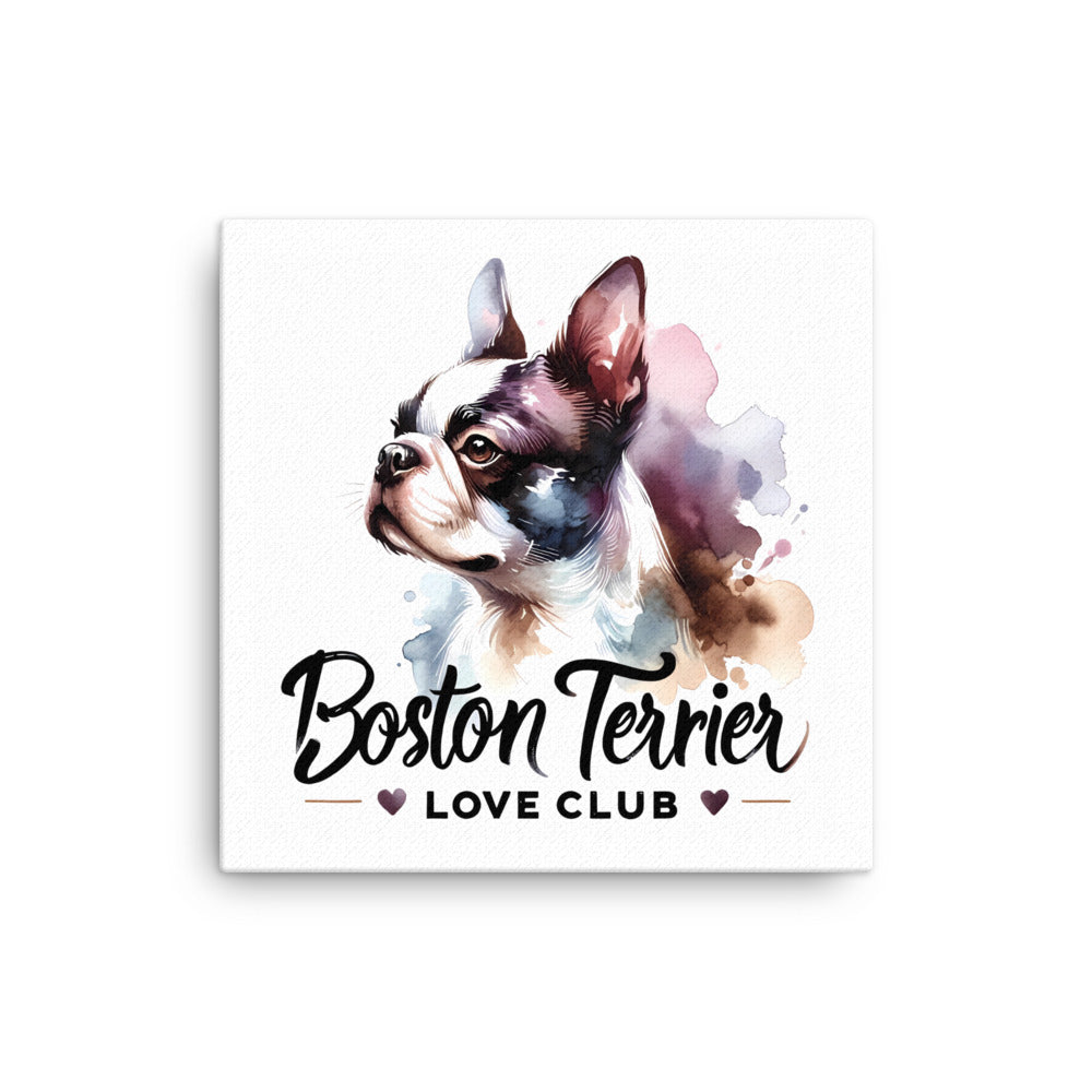 Boston Terrier Love Club - Elegant Watercolor Boston Terrier Art Canvas