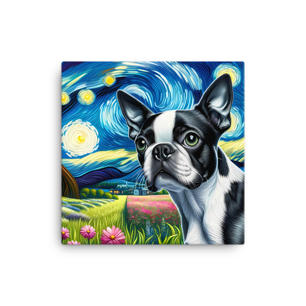 Starry Night - Boston Terrier Dog Canvas