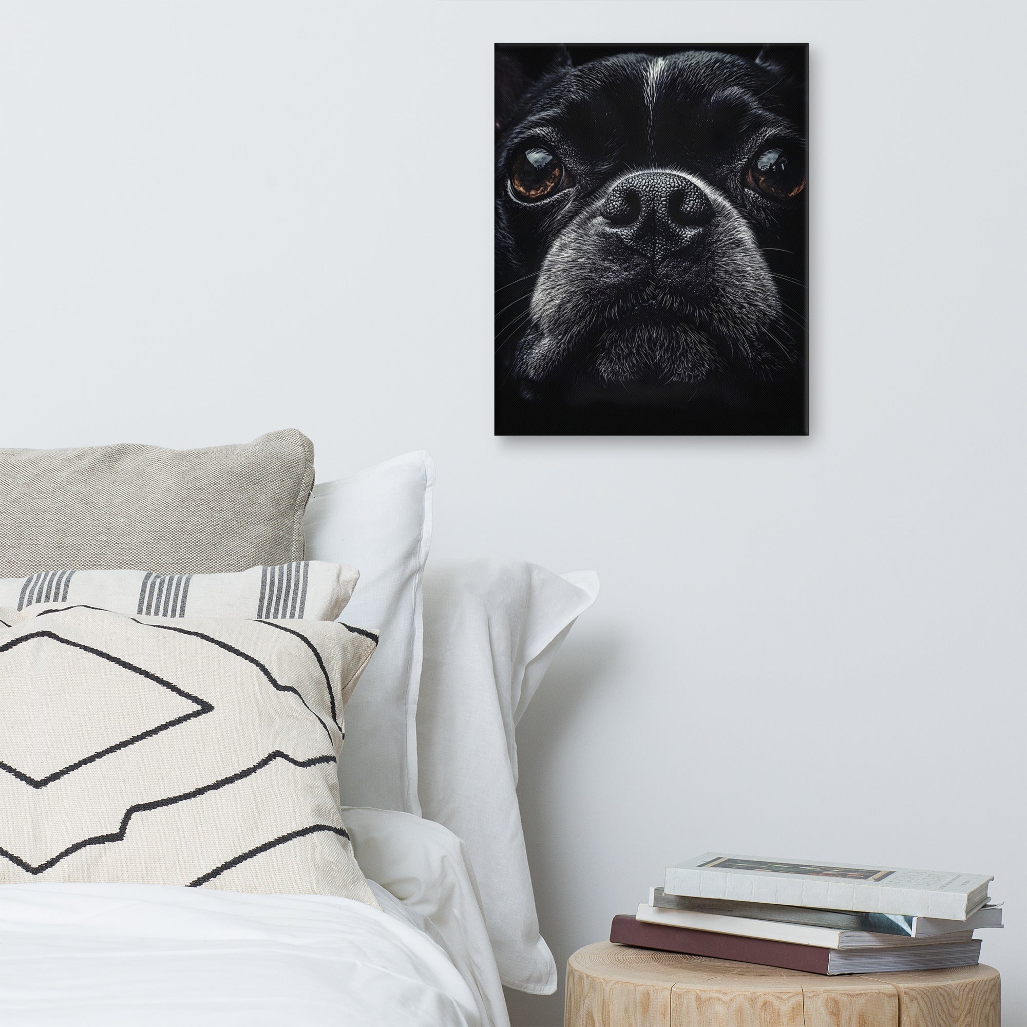 Boston Terrier Dog Face Closeup Canvas