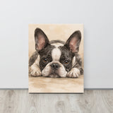 Watercolor Boston Terrier Dog Art Print Canvas .
