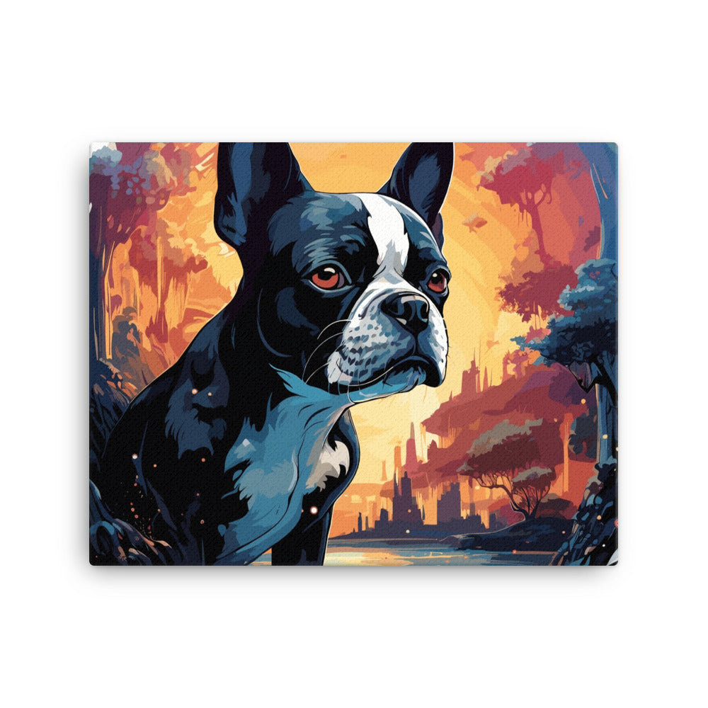 Artistic Representation Of A Boston Terrier In A Surreal Place Canvas