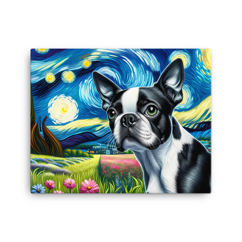 Starry Night - Boston Terrier Dog Canvas