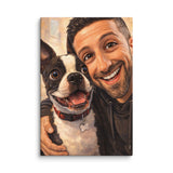Custom Caricature Dog And Owner Portrait Canvas . 16″×24″
