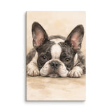 Watercolor Boston Terrier Dog Art Print Canvas . 16″×24″
