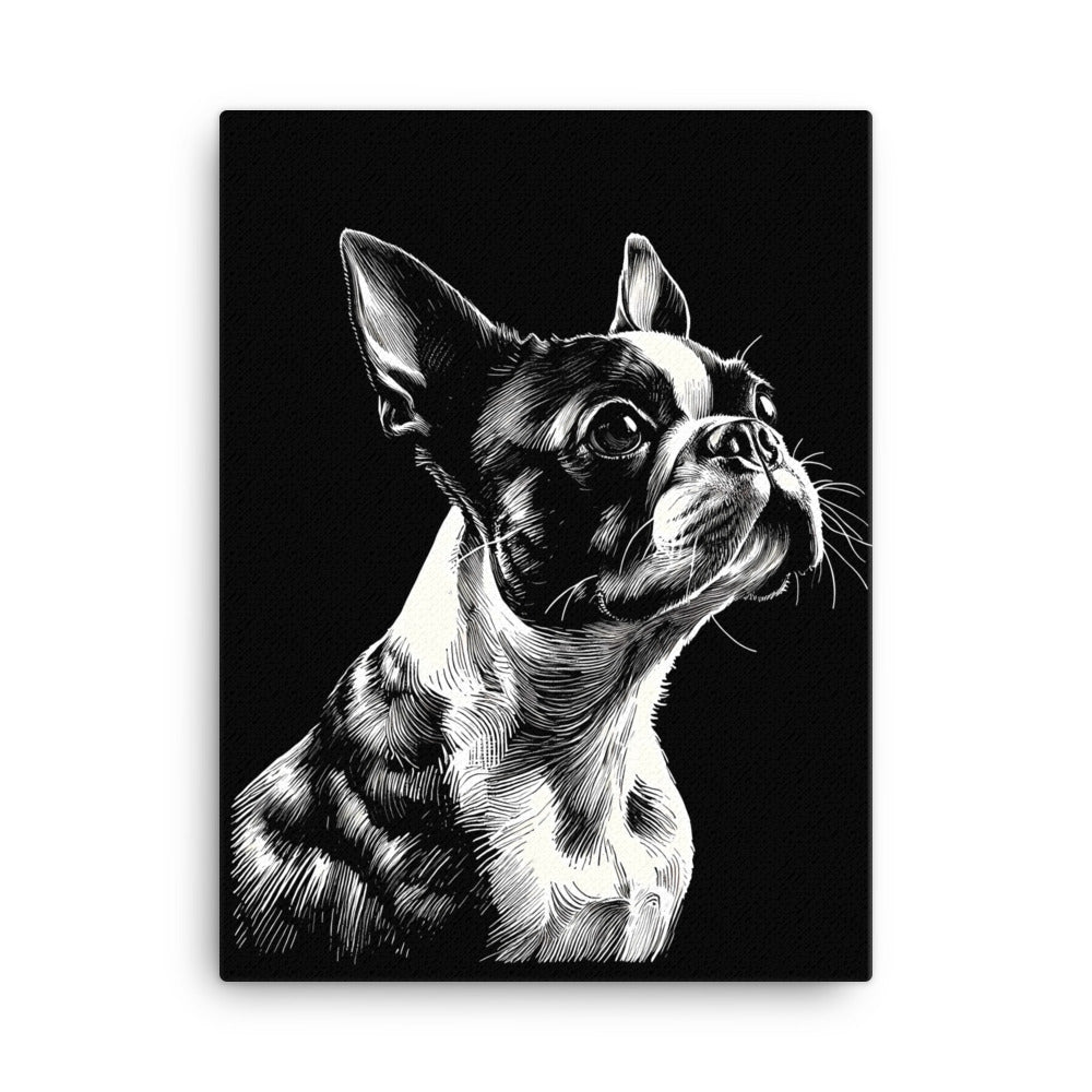 Boston Terrier Line Art Canvas