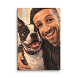 Custom Caricature Dog And Owner Portrait Canvas . 18″×26″