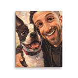 Custom Caricature Dog And Owner Portrait Canvas . 20″×24″