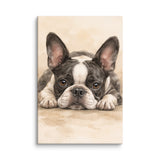 Watercolor Boston Terrier Dog Art Print Canvas . 20″×30″