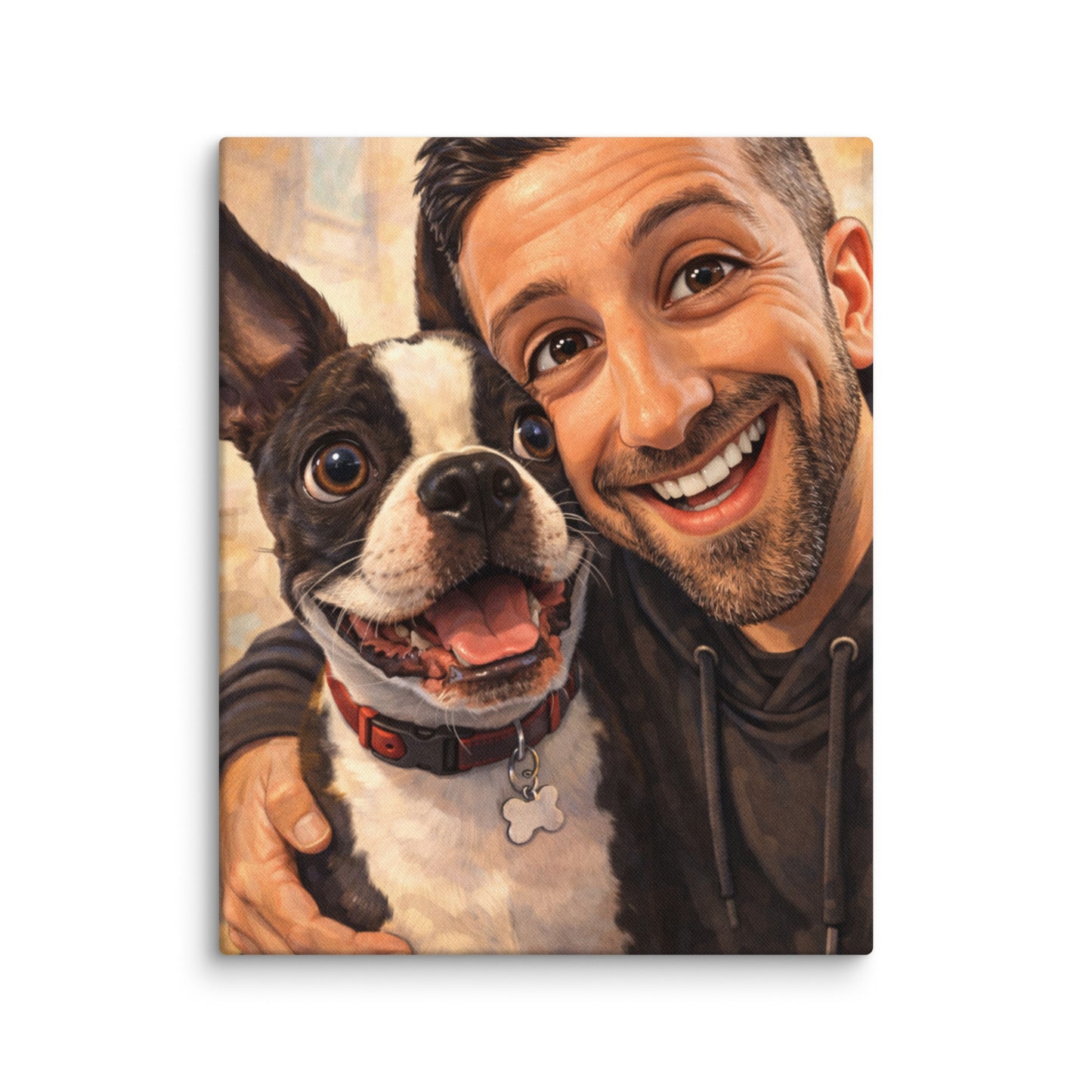 Custom Caricature Dog And Owner Portrait Canvas . 24″×30″