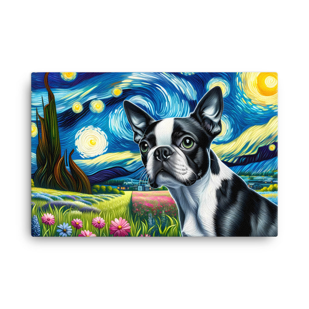 Starry Night - Boston Terrier Dog Canvas