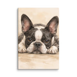 Watercolor Boston Terrier Dog Art Print Canvas . 24″×36″