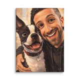 Custom Caricature Dog And Owner Portrait Canvas . 30″×40″