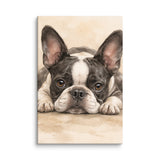 Watercolor Boston Terrier Dog Art Print Canvas . 8″×12″