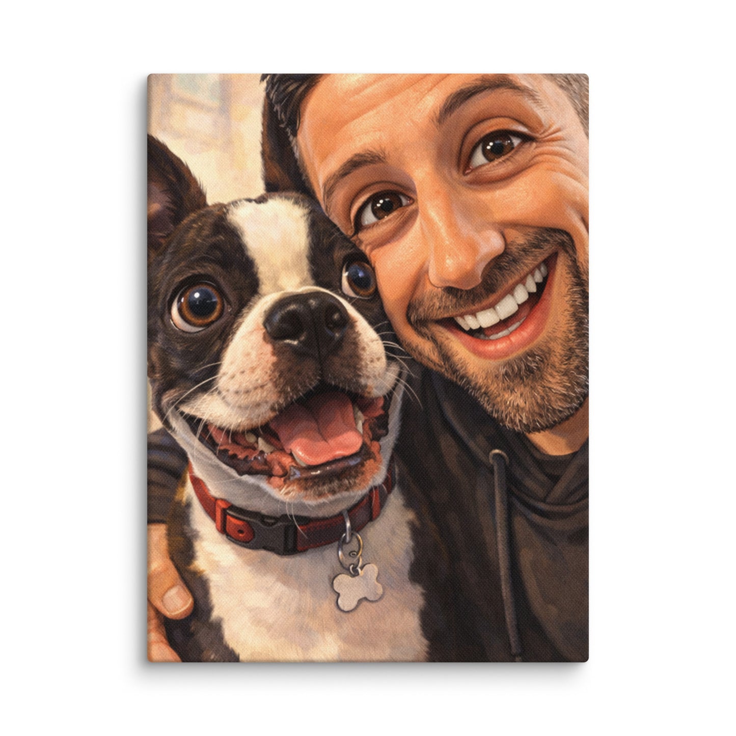 Custom Caricature Dog And Owner Portrait Canvas . 9″×12″