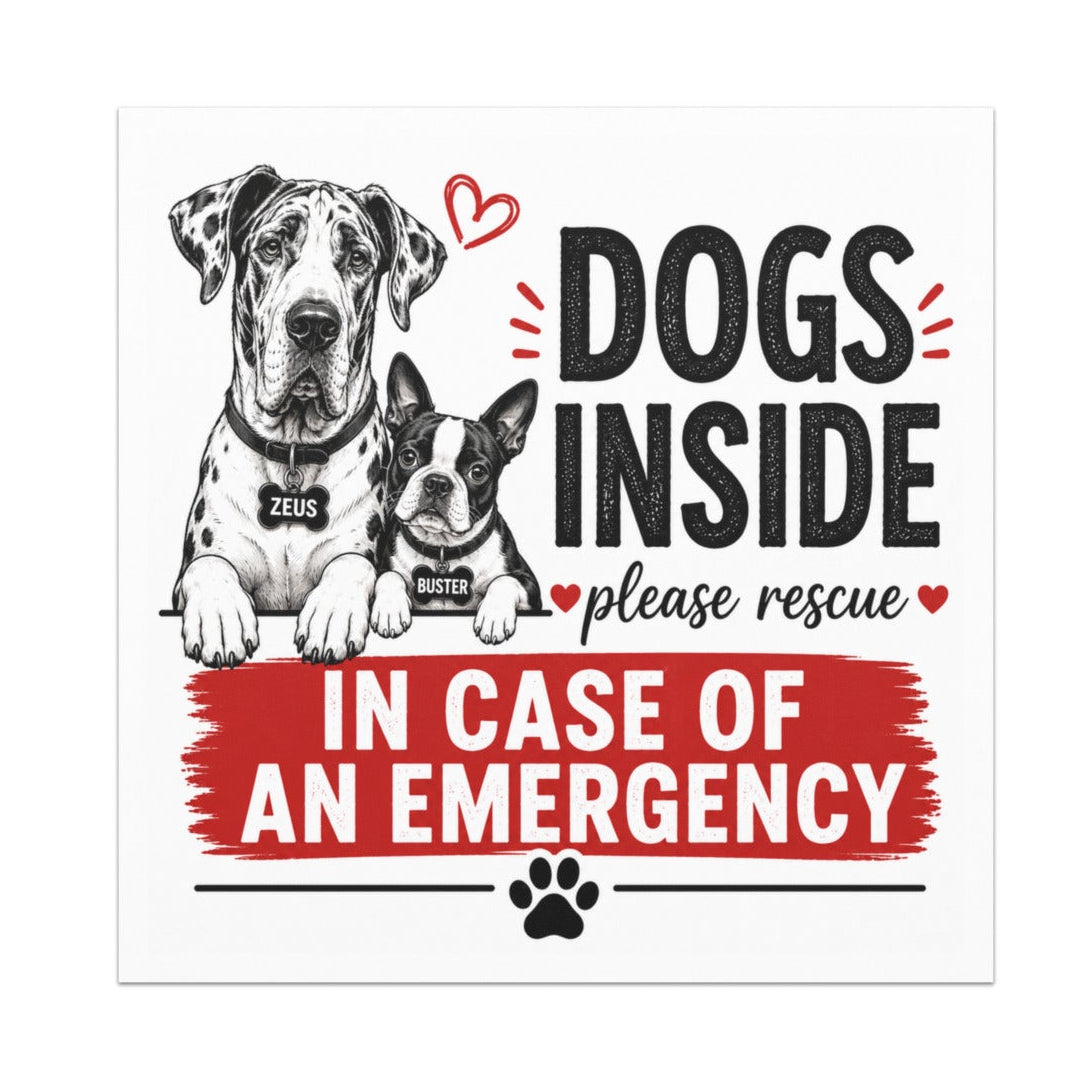Custom Dogs Inside Emergency Magnet | Personalized Pet Rescue Alert Decal for Car, Window or Home . Default Title