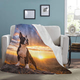 The Sunset Guardian - Boston Terrier - Ultra-Soft Micro Fleece Blanket