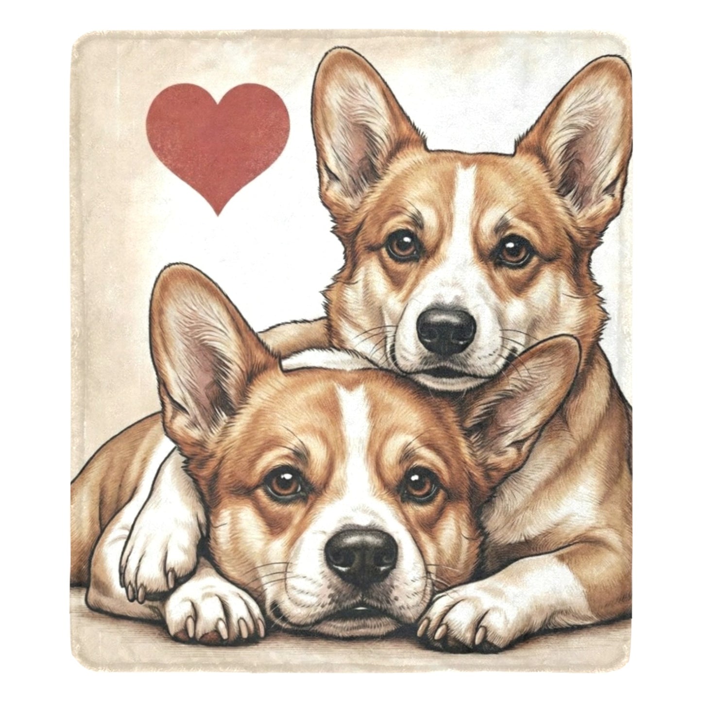 Two Corgis Love Portrait Ultra-Soft Micro Fleece Blanket .