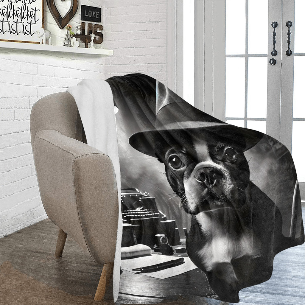 Film Noir Boston Terrier Dog Ultra-Soft Micro Fleece Blanket
