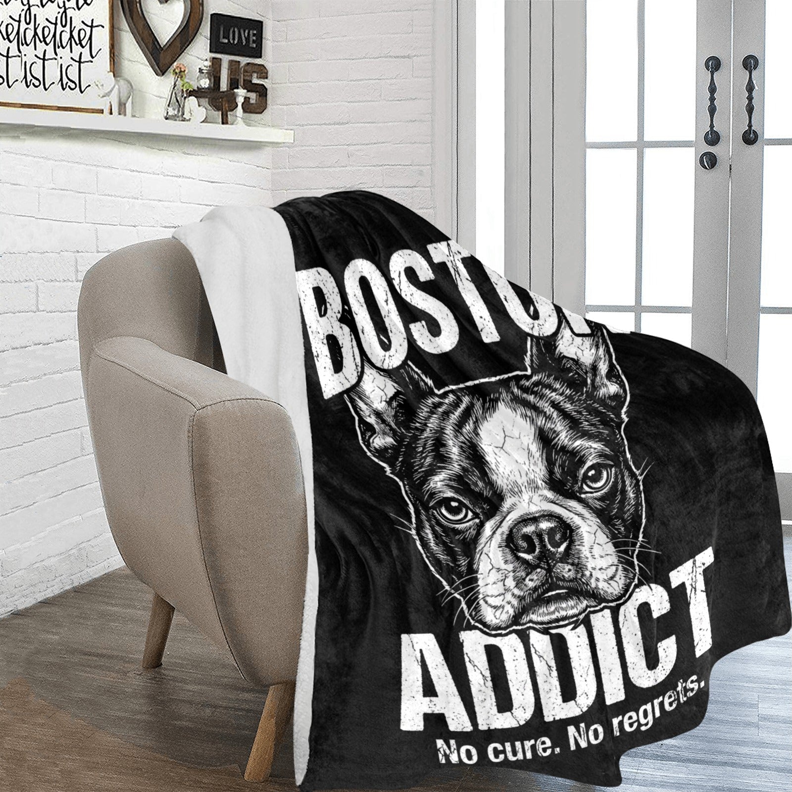 Boston Addict (No Cure. No Regrets.) Ultra-Soft Micro Fleece Blanket .