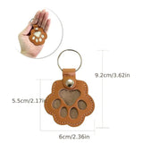 Leather Paw Print Keychain – Creative Pet Hair Keepsake Holder, Dog Paw Memorial Charm Key Ring Gift for Dog Lovers .