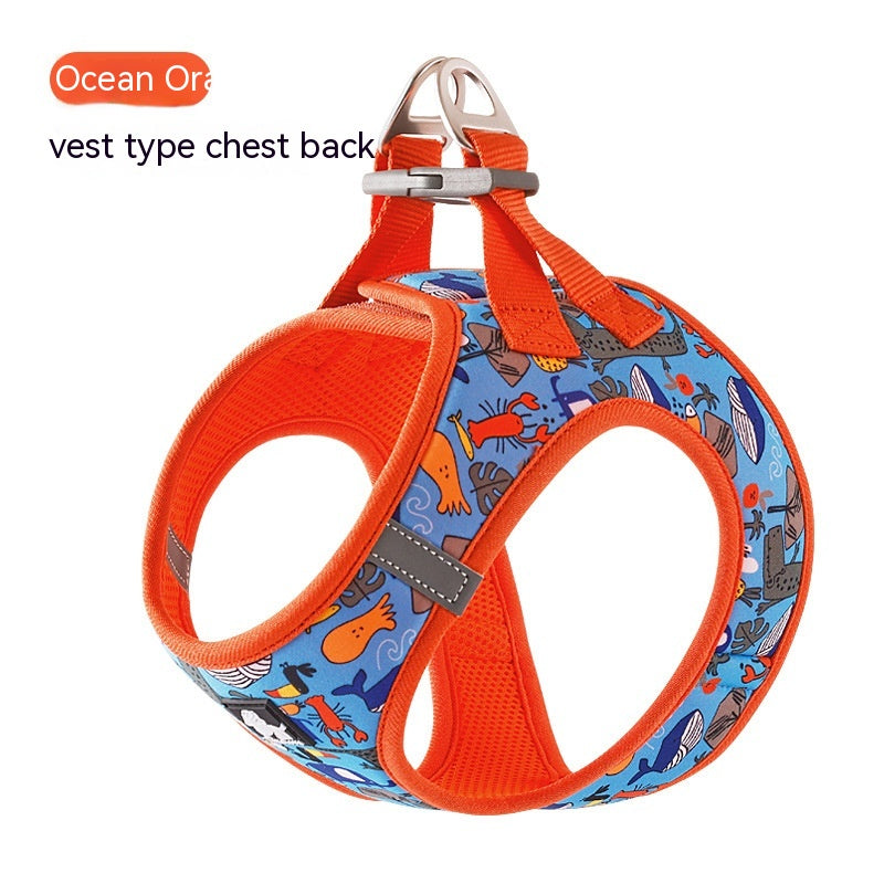 TrueLove Fashion Dog Harness With Velvro . Tropical Style