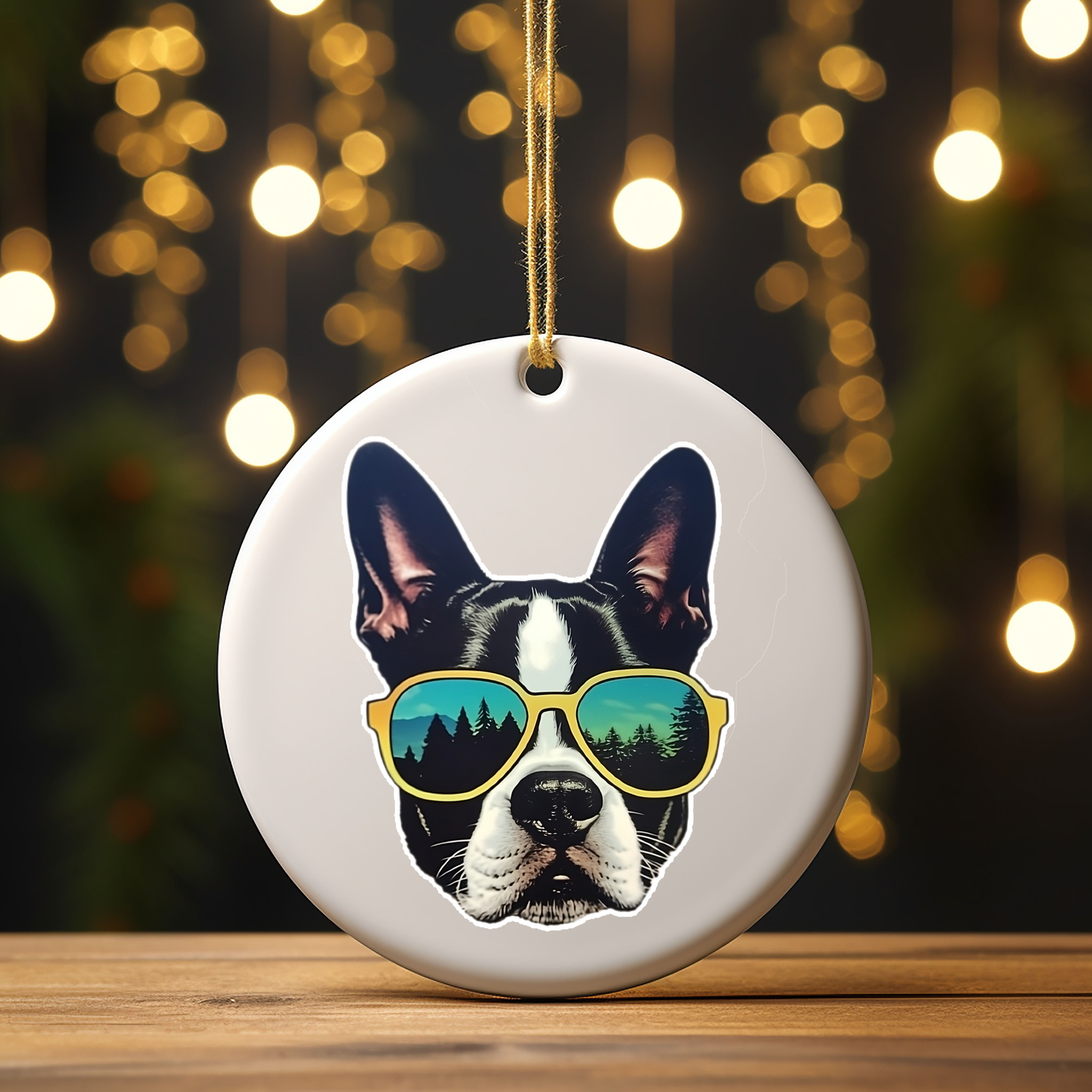 Christmas Boston Terrier Into The Wild Ceramic Ornament, 1-Pack