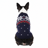 Christmas Snowflake Holiday Pet Sweater Navy Blue