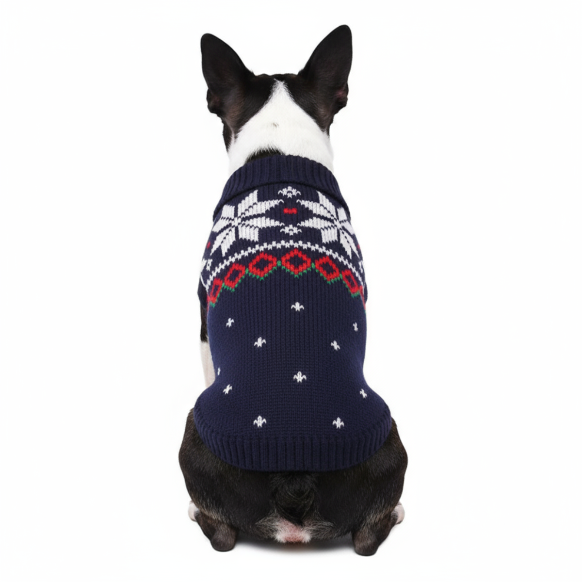 Christmas Snowflake Holiday Pet Sweater Navy Blue