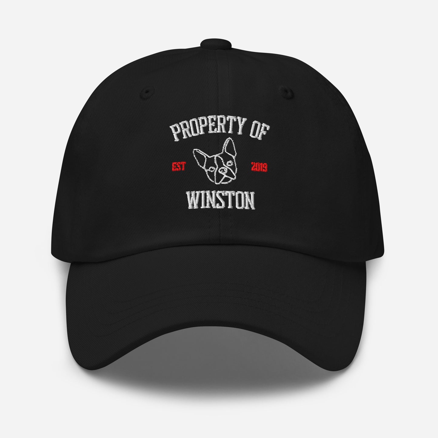 Property Of My Dog Custom Embroidered Dad Hat . Black