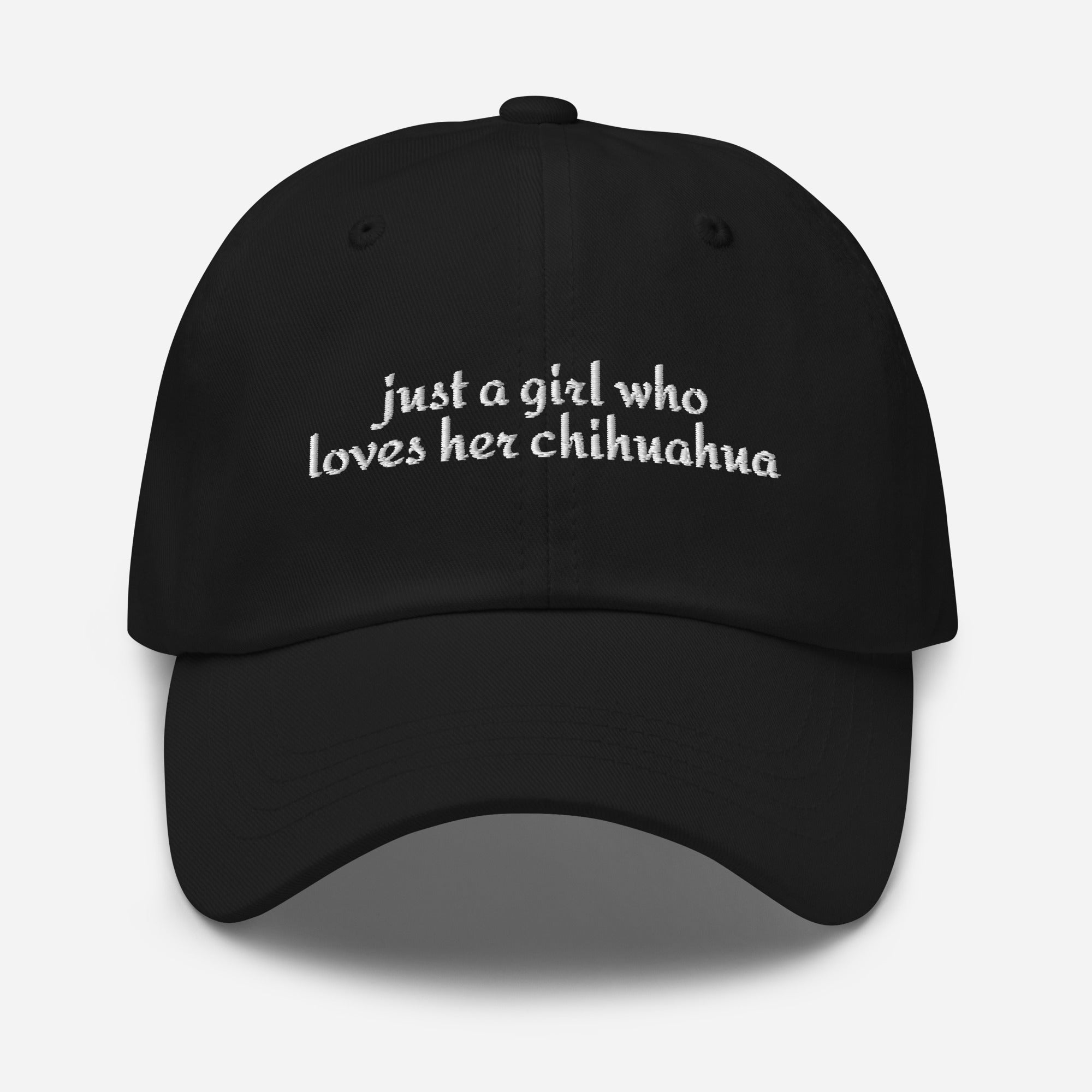Just A Girl Who Loves Her Chihuahua Dad Hat . Black
