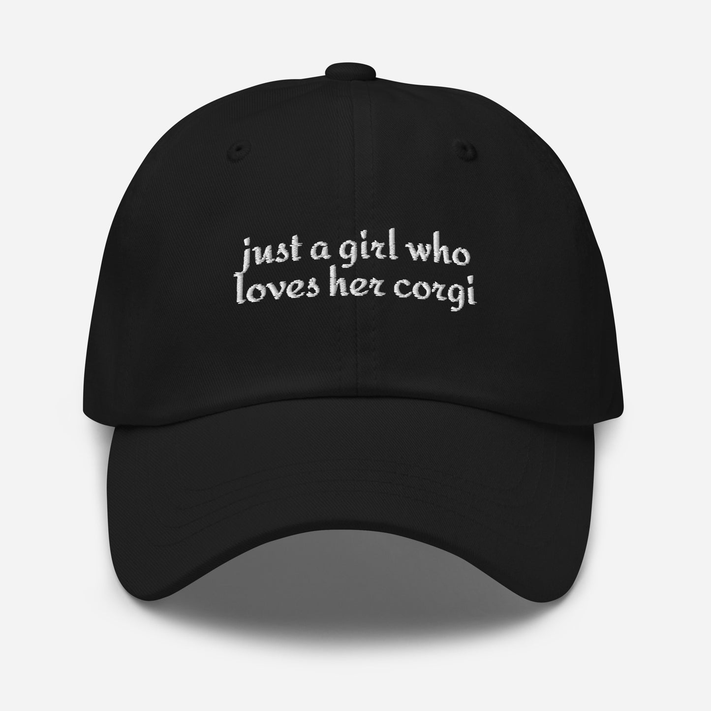 Just a Girl Who Loves Her Corgi Dad Hat . Black