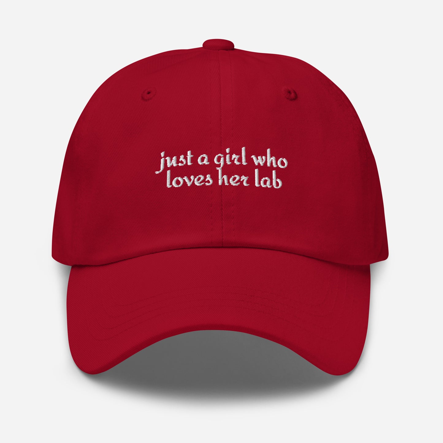 Just A Girl Who Loves Her Lab Dad Hat . Cranberry