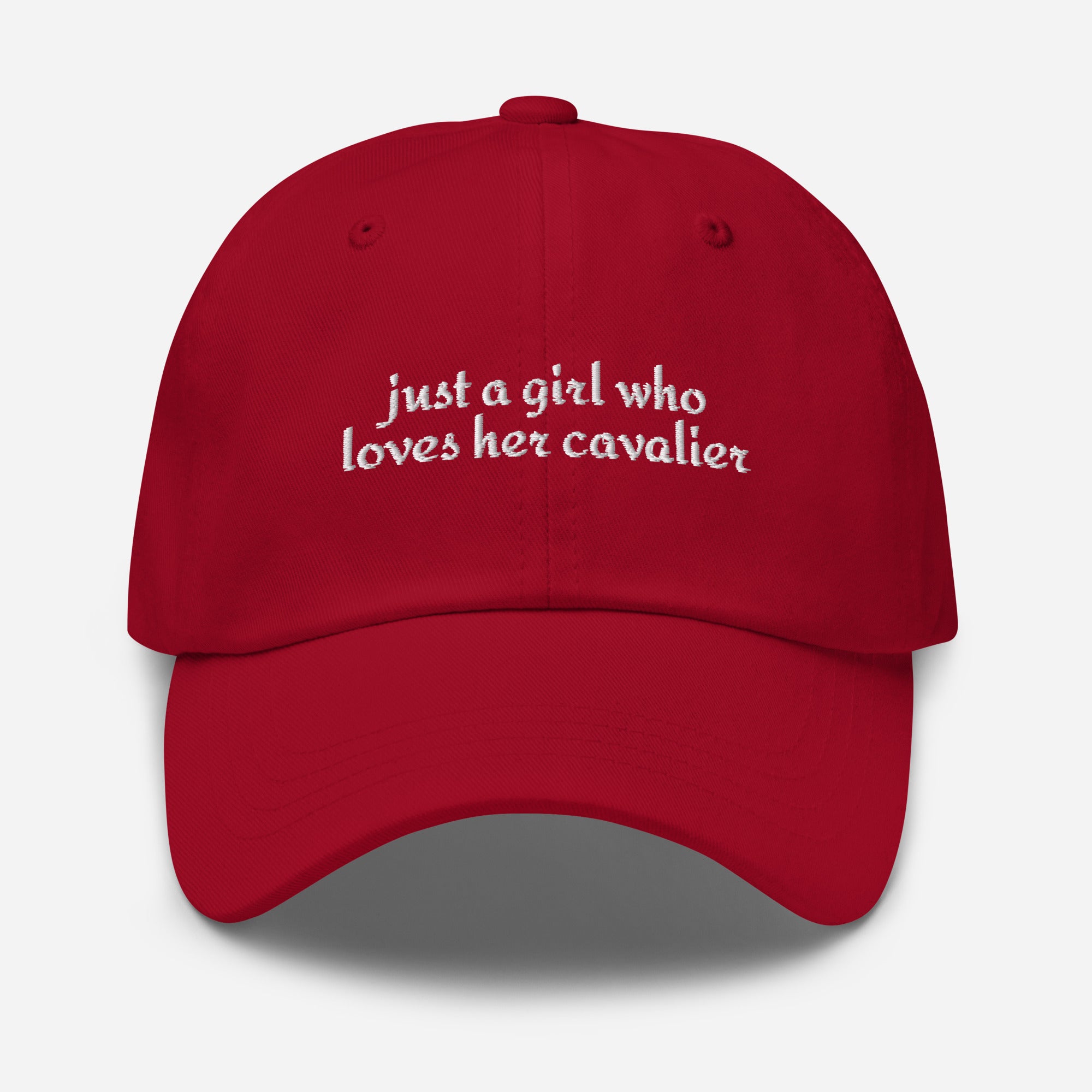 Just A Girl Who Loves Her Cavalier King Charles Spaniel Dad Hat . Cranberry