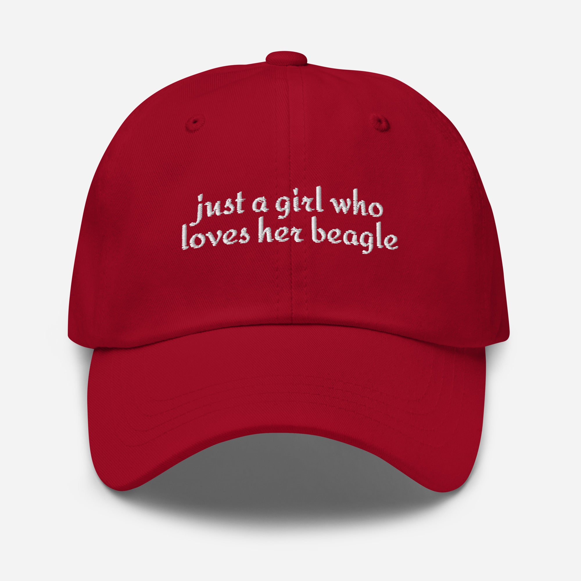 Just A Girl Who Loves Her Beagle Dad Hat . Cranberry