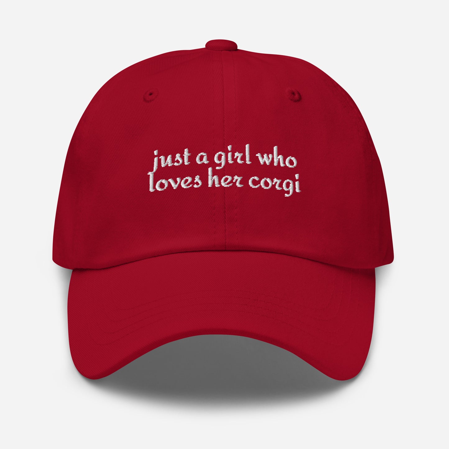 Just a Girl Who Loves Her Corgi Dad Hat . Cranberry