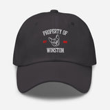 Property Of My Dog Custom Embroidered Dad Hat . Dark Grey