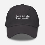 Just A Girl Who Loves Her German Shepherd GSD Dad Hat . Dark Grey