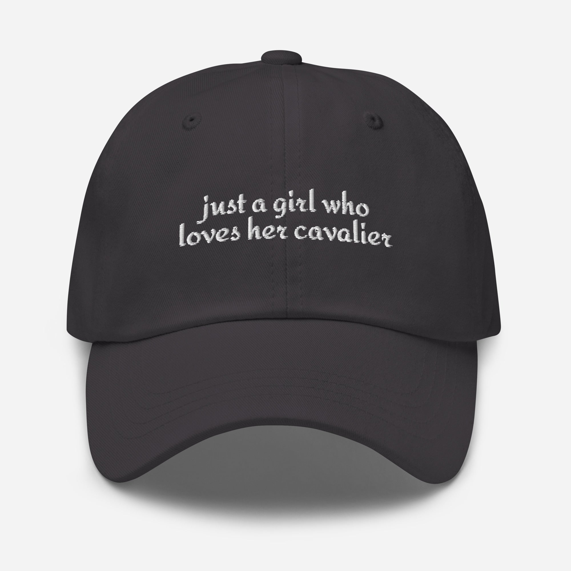 Just A Girl Who Loves Her Cavalier King Charles Spaniel Dad Hat . Dark Grey