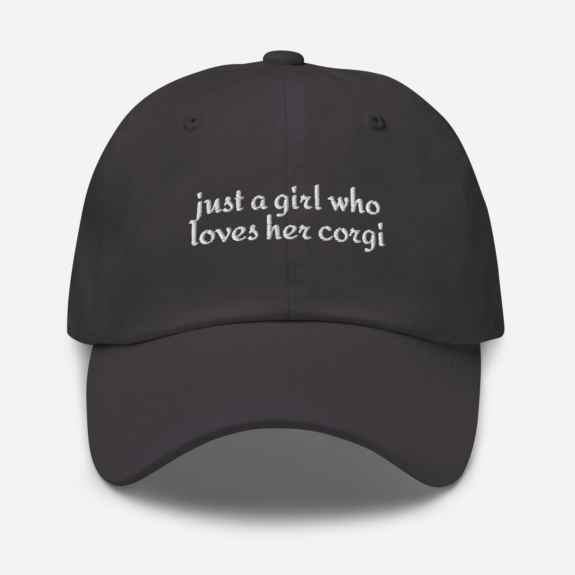 Just a Girl Who Loves Her Corgi Dad Hat . Dark Grey