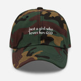 Just A Girl Who Loves Her German Shepherd GSD Dad Hat . Green Camo