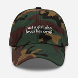 Just a Girl Who Loves Her Corgi Dad Hat . Green Camo