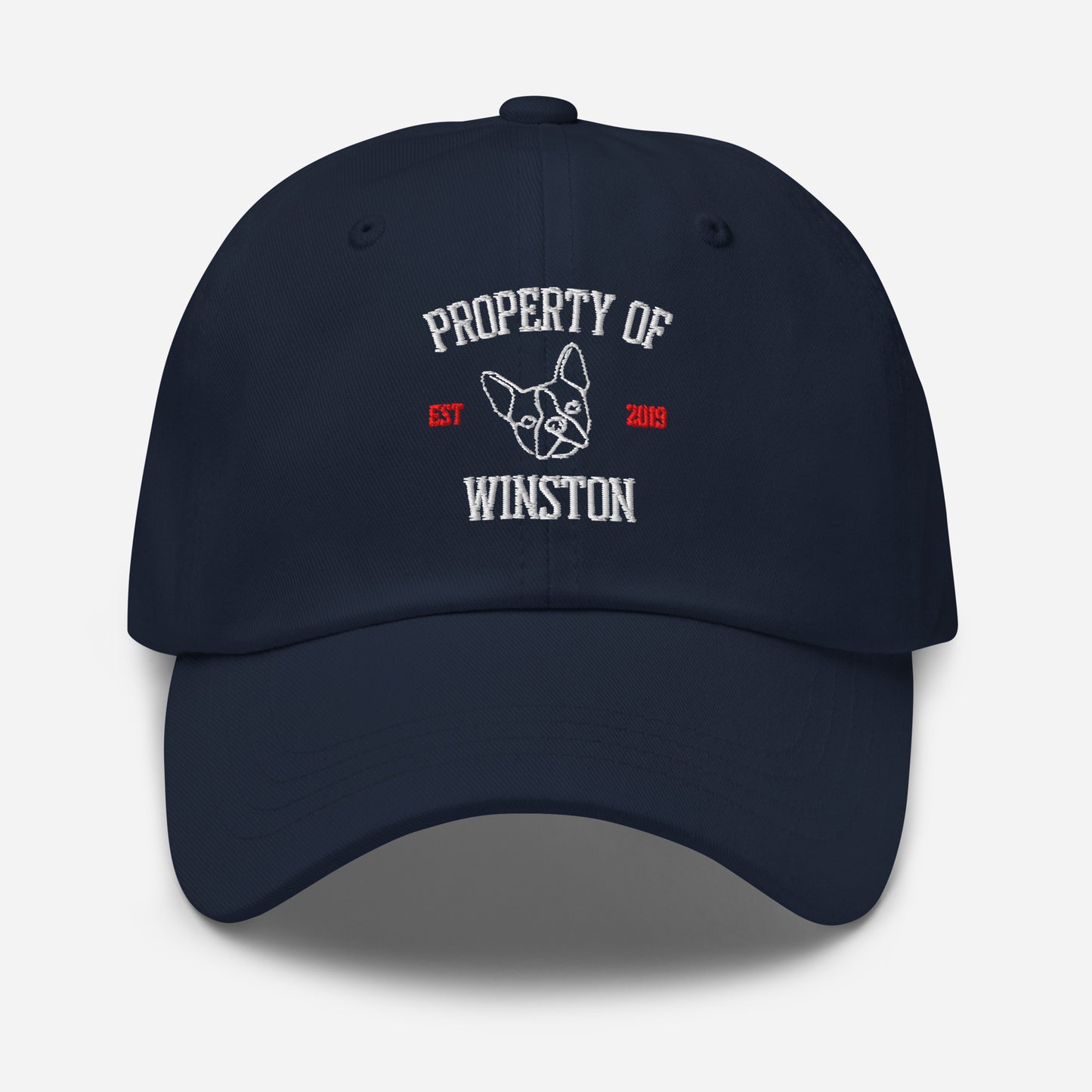 Property Of My Dog Custom Embroidered Dad Hat . Navy