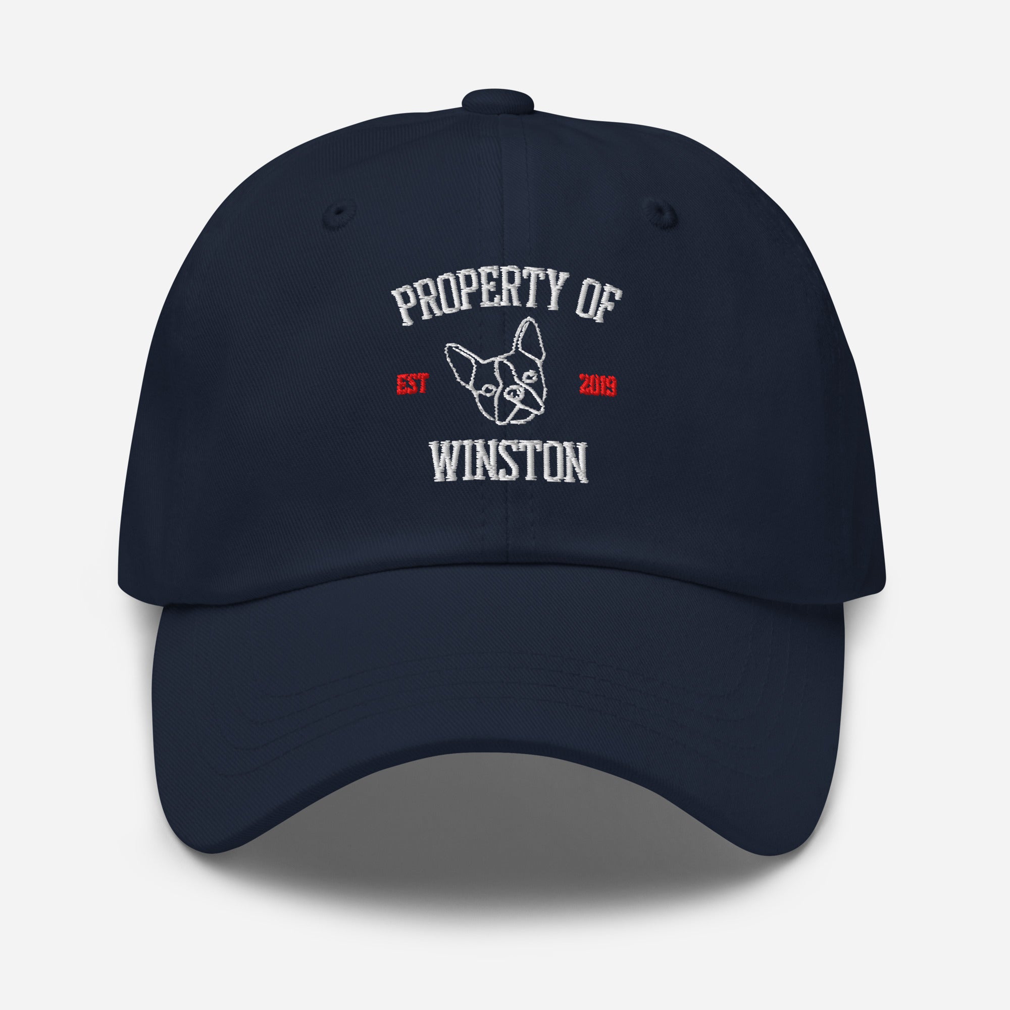 Property Of My Dog Custom Embroidered Dad Hat . Navy