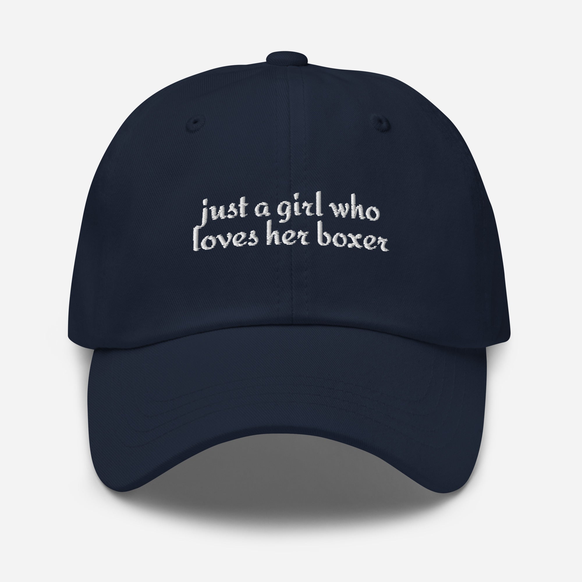 Just A Girl Who Loves Her Boxer Dad Hat . Navy