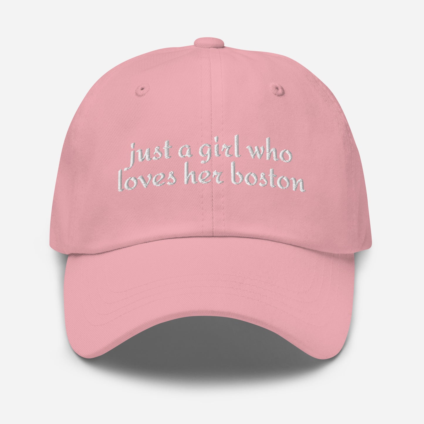 Just A Girl Who Loves Her Boston Dad Hat . Pink