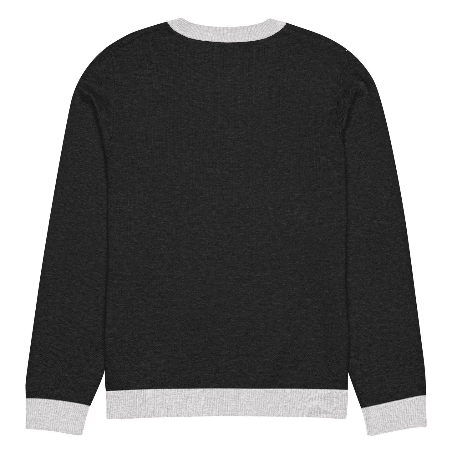 Big Ears with Boston Terrier Name - Custom Knitted Crew Neck Sweater - Black and White