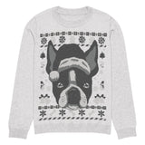Ugly Christmas Boston Terrier Knitted Crew Neck Sweater - Gray