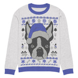 Ugly Christmas Boston Terrier Knitted Crew Neck Sweater