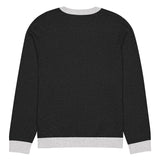 Big Ears with Boston Terrier Name - Custom Knitted Crew Neck Sweater - Black and White