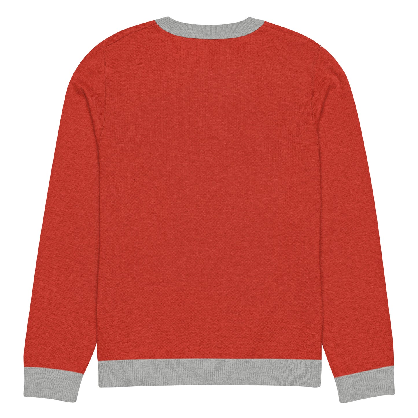 Ugly Christmas Boston Terrier Knitted Crew Neck Sweater - Red and Gray